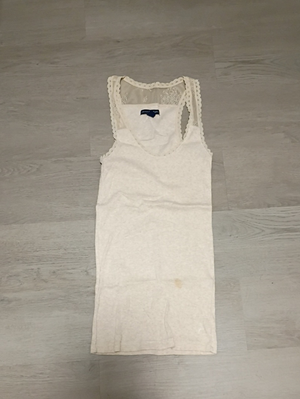 American Eagle Outfitters Ivory Lace-Trim Racerback Tank